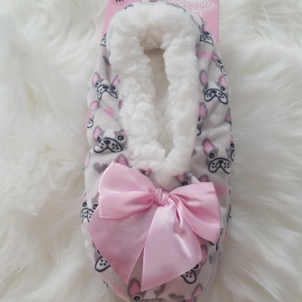 Gray dog slippers